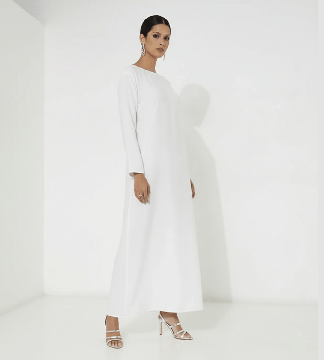 White Dress Abaya Long Sleeves