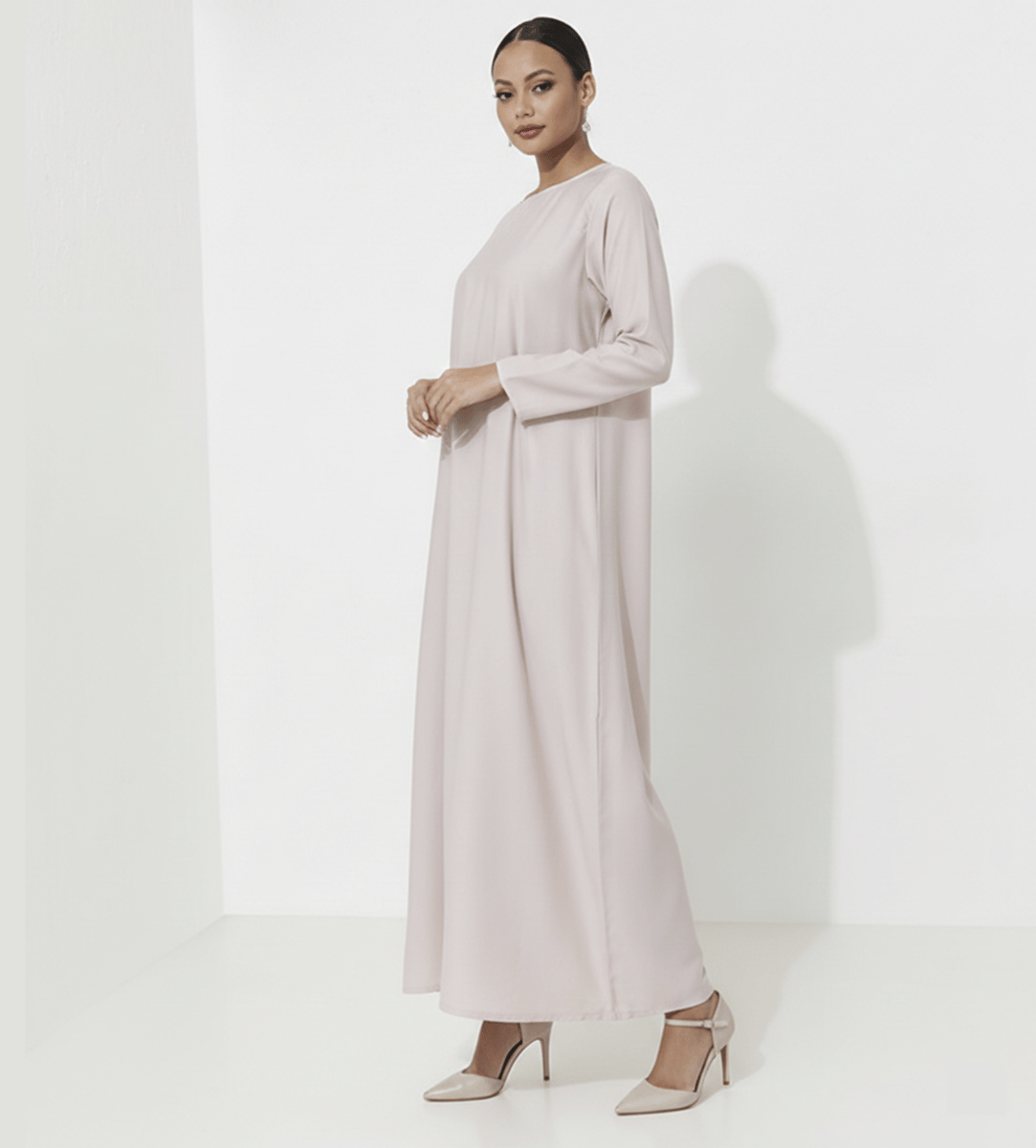 Beige Dress Abaya Long Sleeves