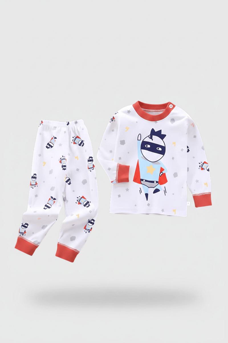 Ultimate Comfort Superhero Pajama Set In Pure Knit Cotton