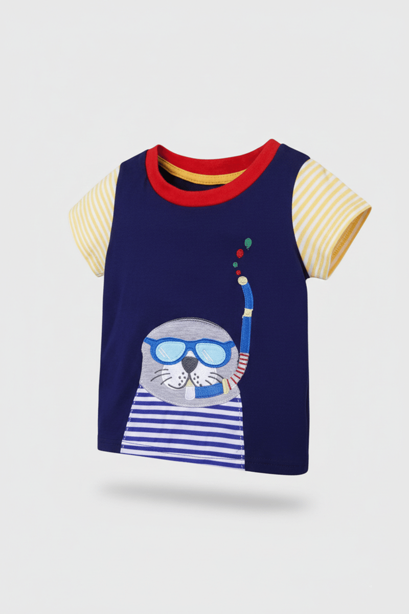 Embroidered Seal Under The Sea T-Shirt