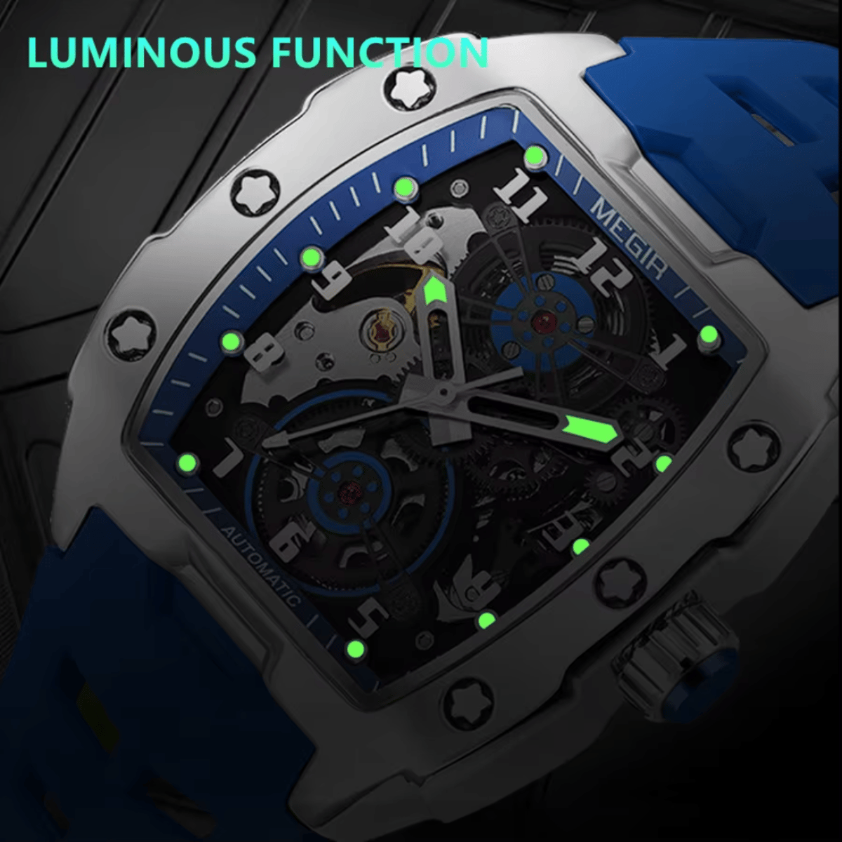 Stylish Men's Automatic Watch with Skeleton Design and Luminous Hands Megir - Men's Dress Watches 3