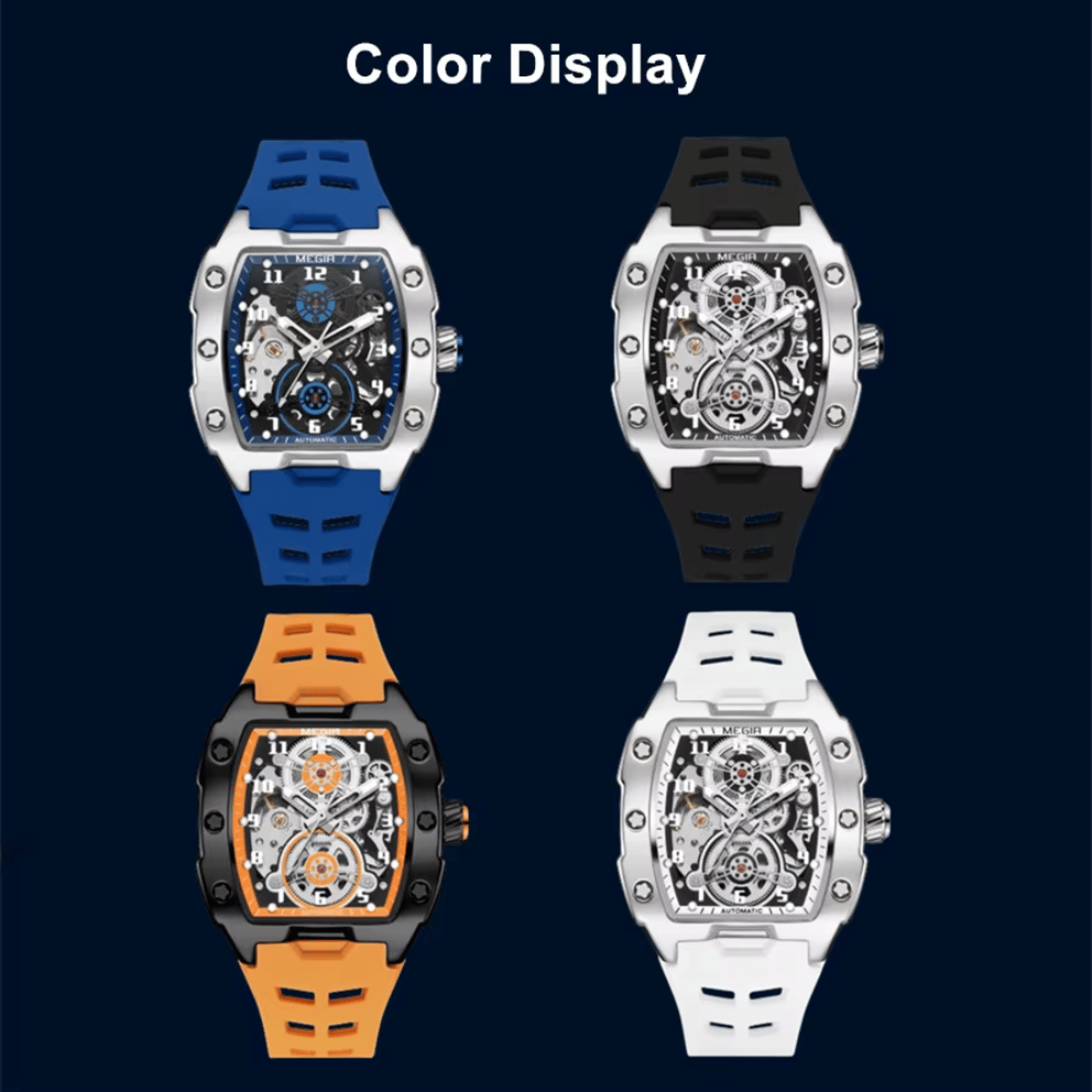 Stylish Men's Automatic Watch with Skeleton Design and Luminous Hands Megir - Men's Dress Watches 5
