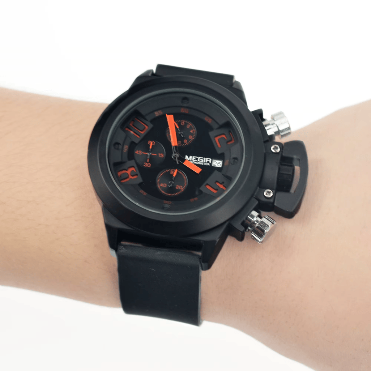 Multi-Function Men's Sports Chronograph Watch with Silicone Strap