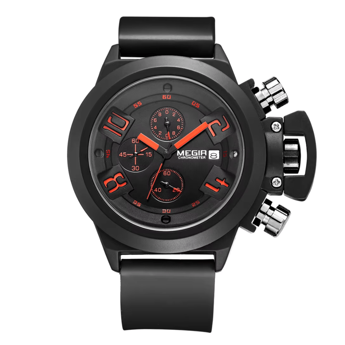 Multi-Function Men's Sports Chronograph Watch with Silicone Strap