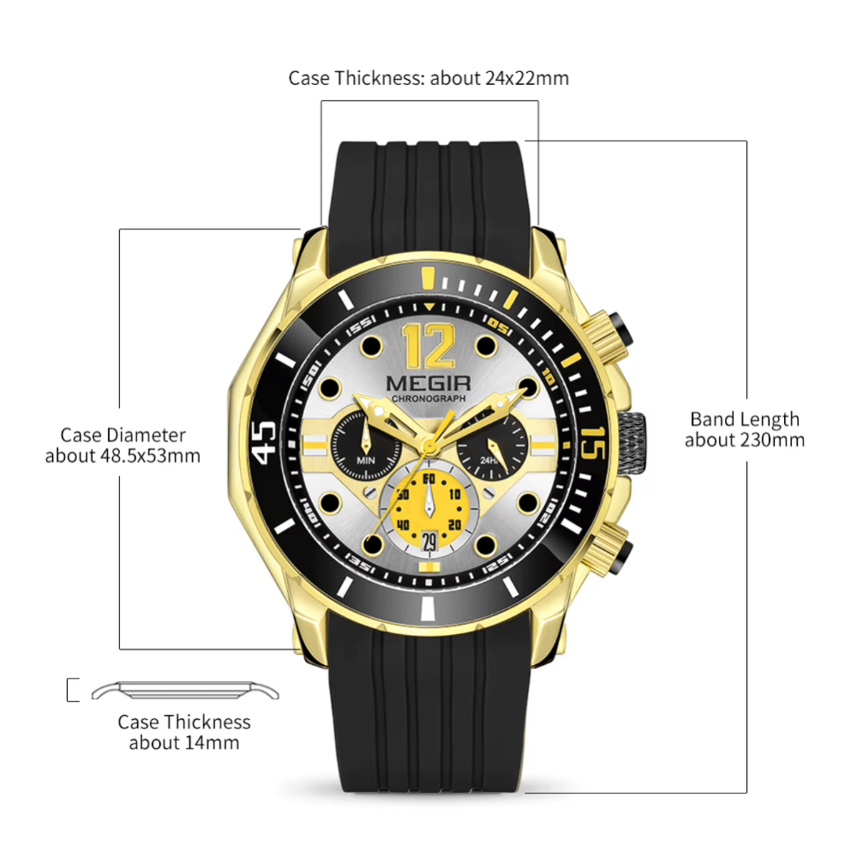 Luxury Military Sports Quartz Chronograph Waterproof Men's Watch Megir - Men's Dress Watches 2