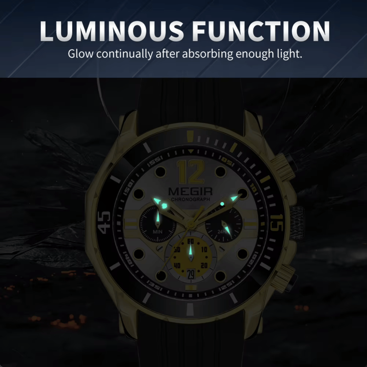 Luxury Military Sports Quartz Chronograph Waterproof Men's Watch Megir - Men's Dress Watches 4