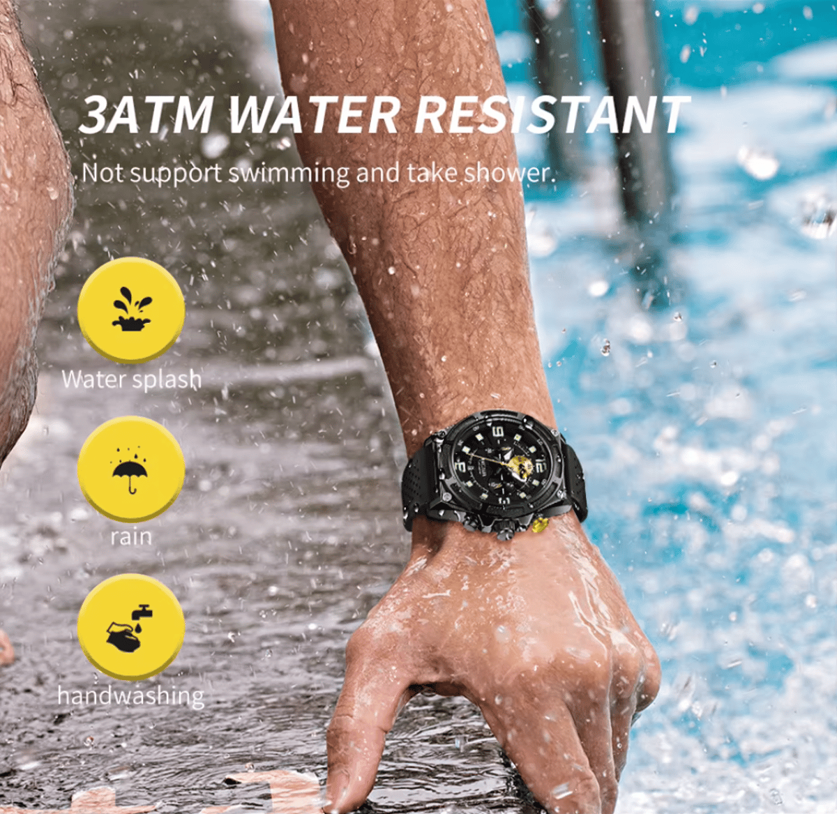 Sporty Quartz Chronograph Watch with Luminous Hands and Date