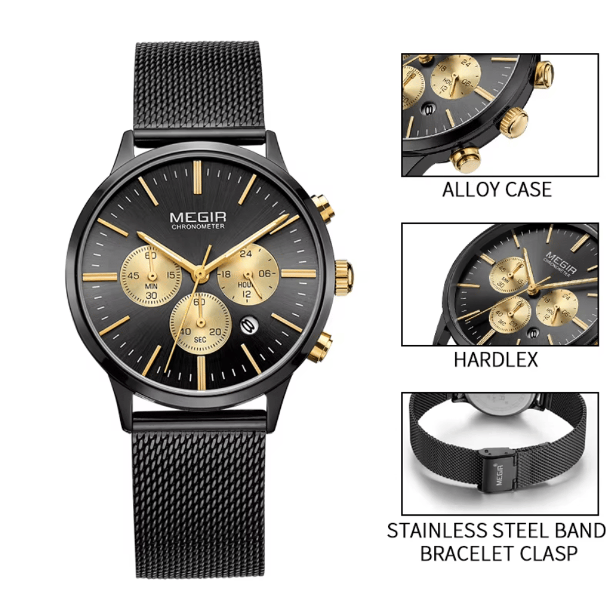 Luxury Women's Stainless Steel Quartz Chronograph Waterproof Wristwatch