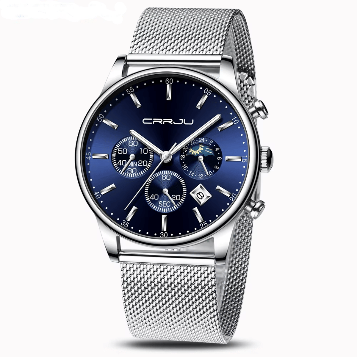 Elegant Quartz Chronograph Watch for Men Crrju - Men's Dress Watches