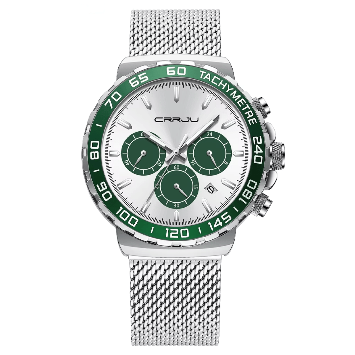 Men's Stainless Steel Chronograph Quartz Watch with Waterproof Design