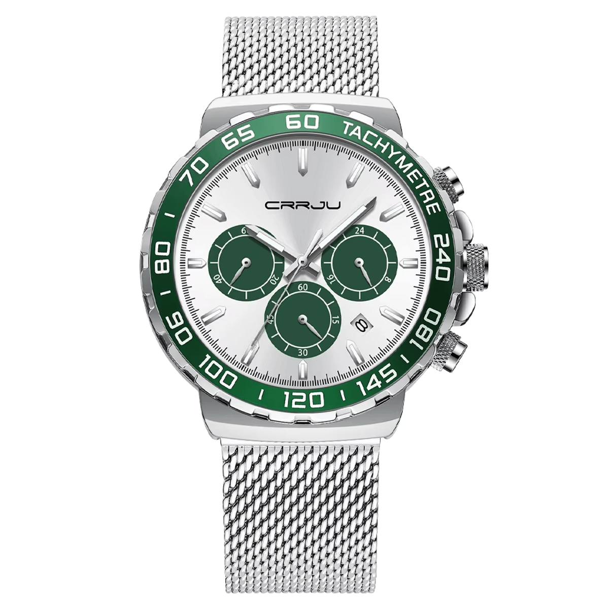 Men's Stainless Steel Chronograph Quartz Watch with Waterproof Design