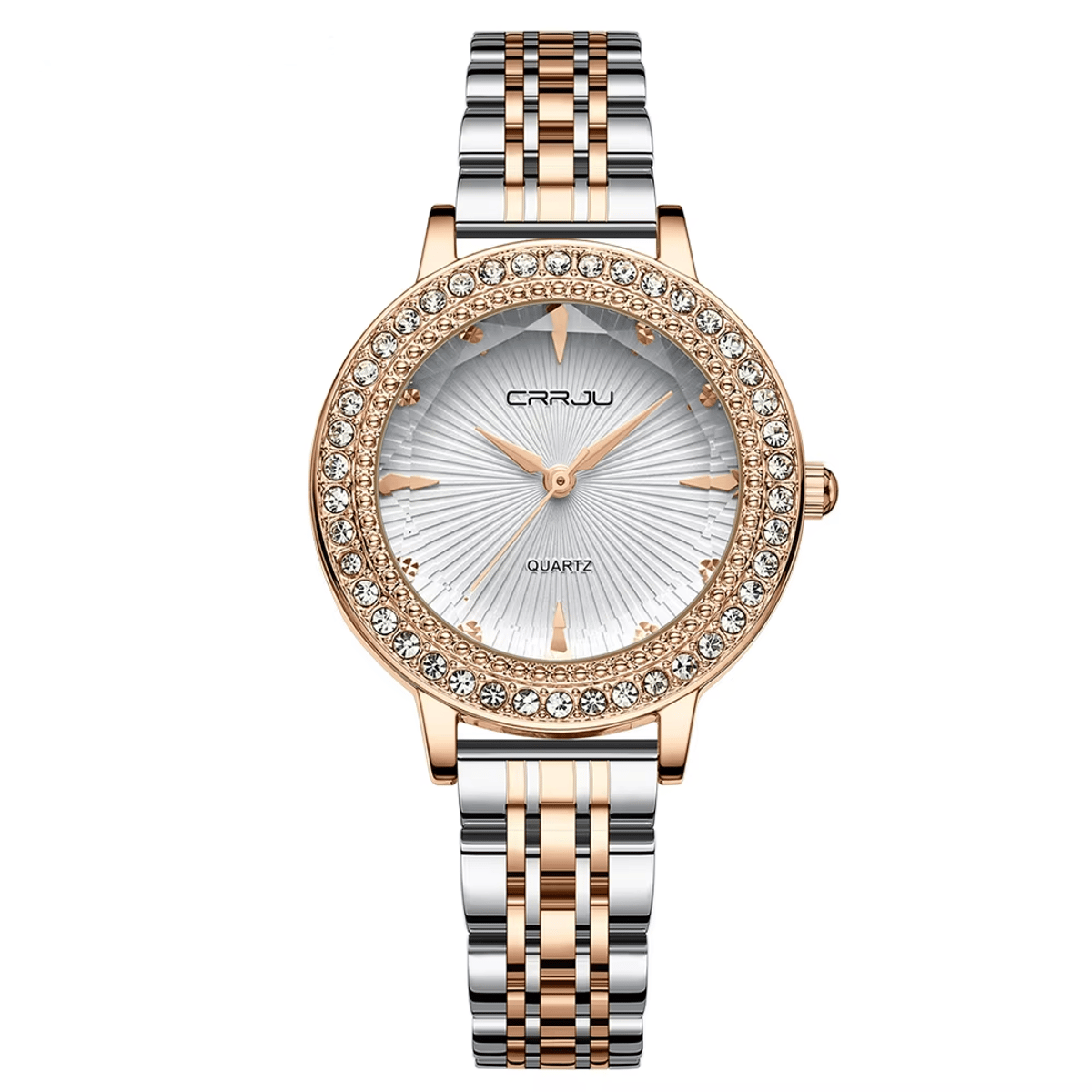 Elegant Diamond Ladies Quartz Watch with Stainless Steel Design