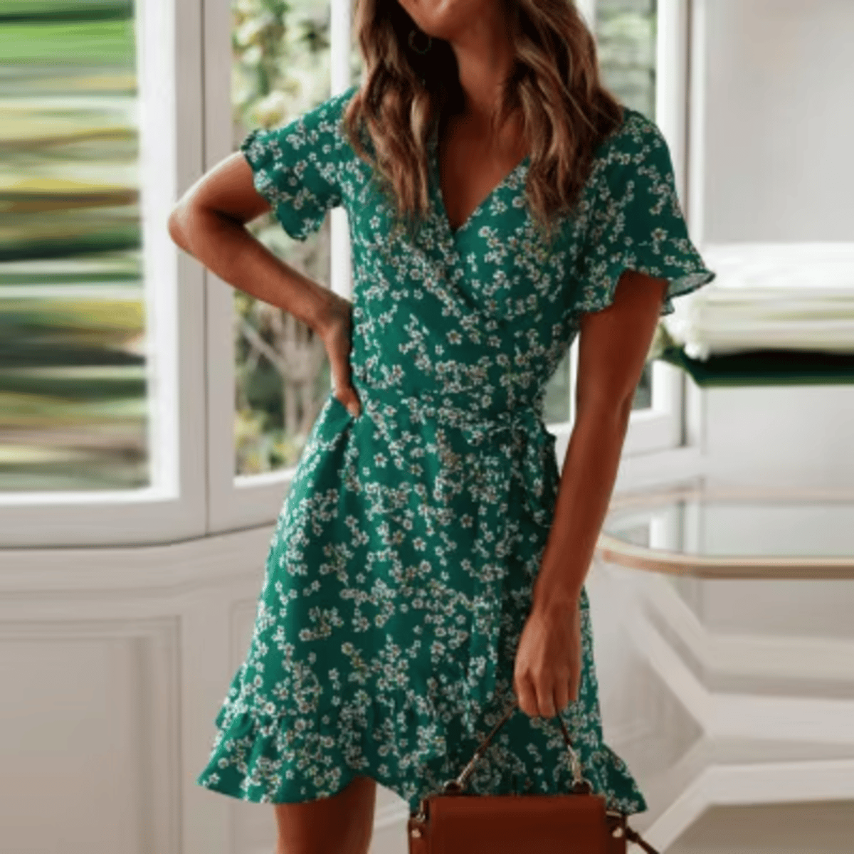 Boho Floral Print Ruffled Mini Skirt Dress for Women
