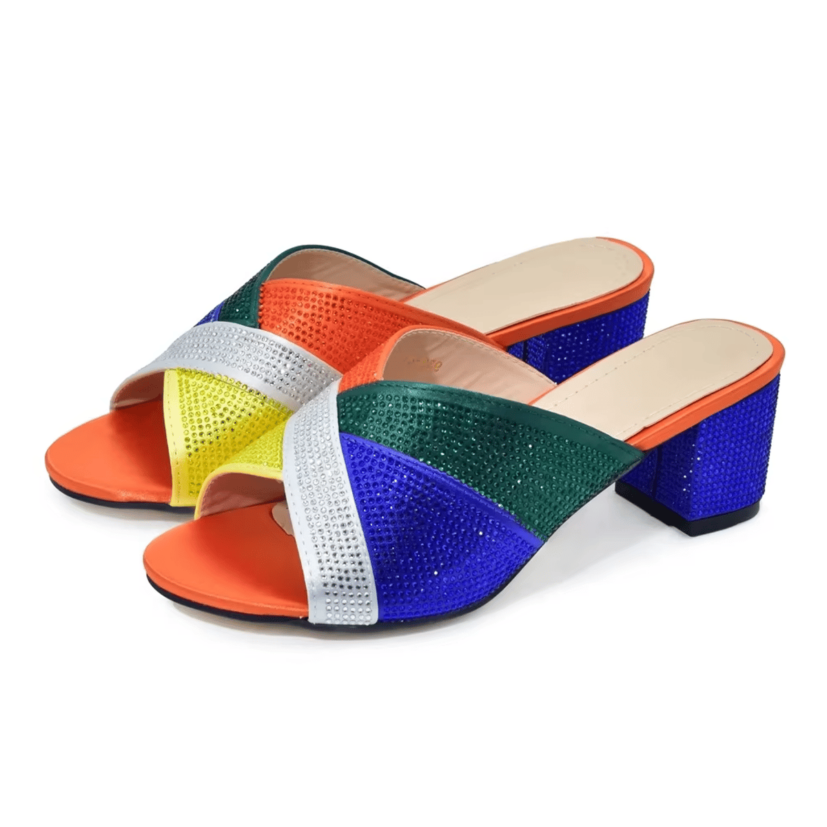 Luxury Rhinestone Crystal Low-Heel Sandals for Party and Wedding