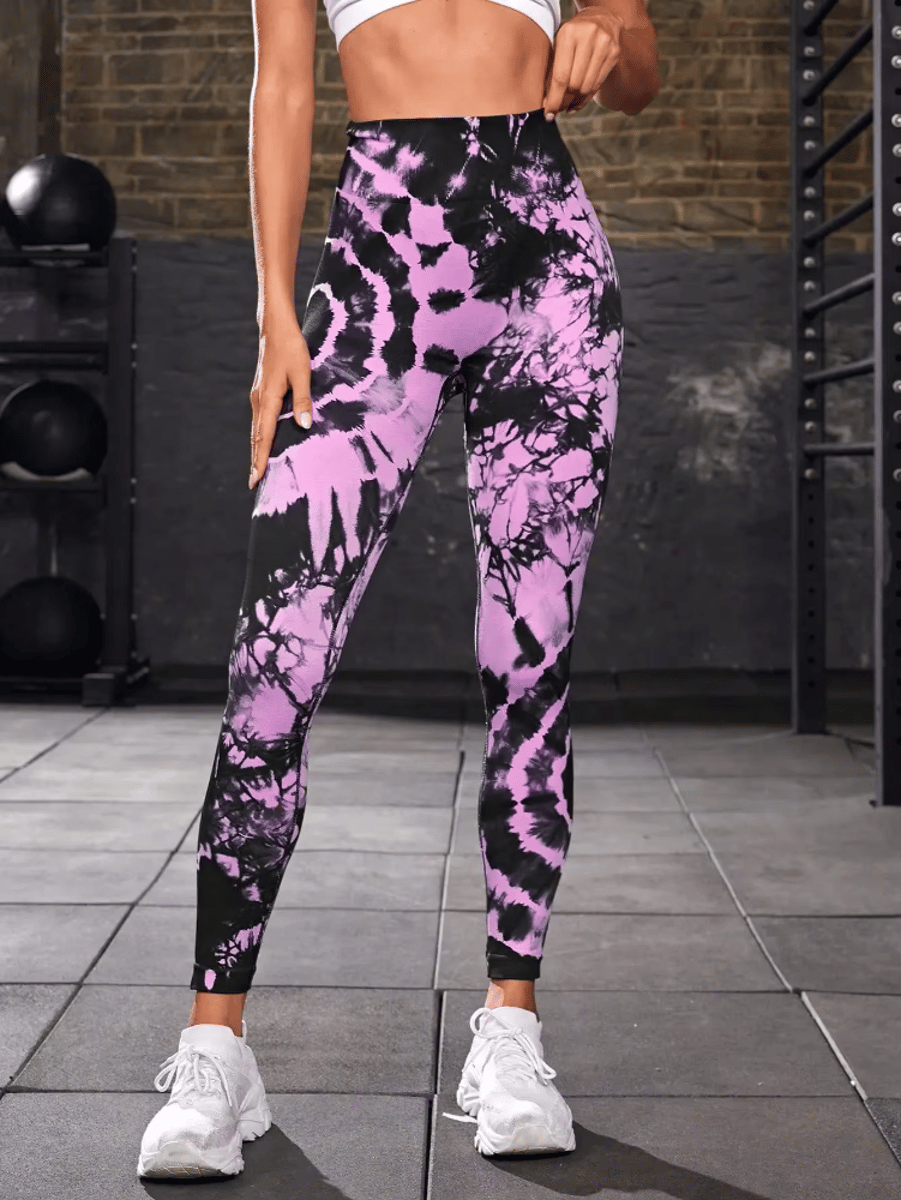 High-Waist Seamless Tie-Dye Leggings for Gym and Fitness