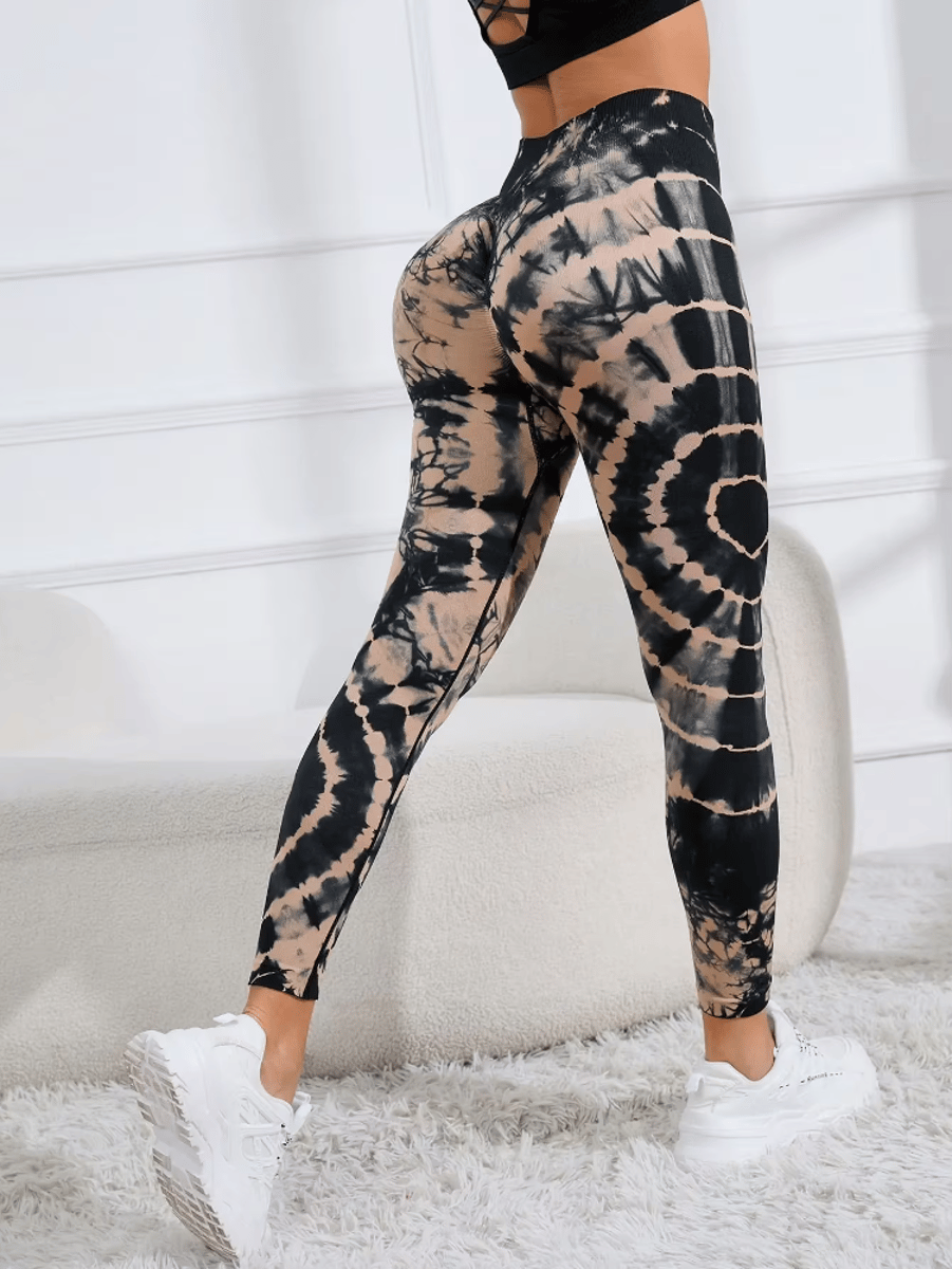 High-Waist Seamless Tie-Dye Leggings for Gym and Fitness