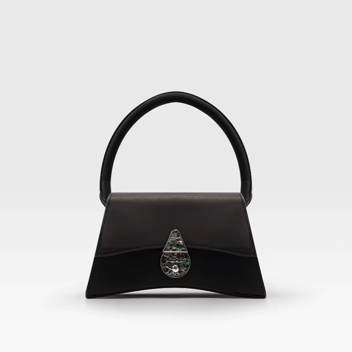 Floral Half Moon Handbag with Lock Closure Bafelli - Women's Handbags