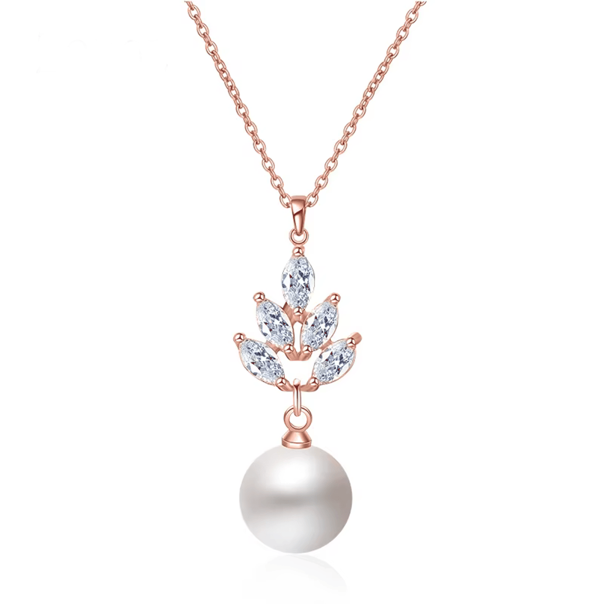 Elegant Leaf Pendant Necklace with Imitation Pearl for Women