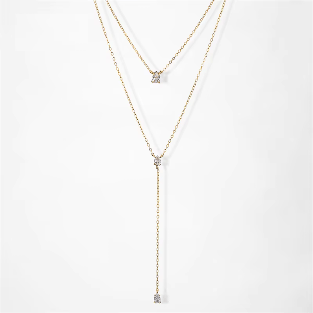 Elegant Double-Layer Clavicle Necklace with Sparkling Zirconia Charm Zakol - Women's Necklaces