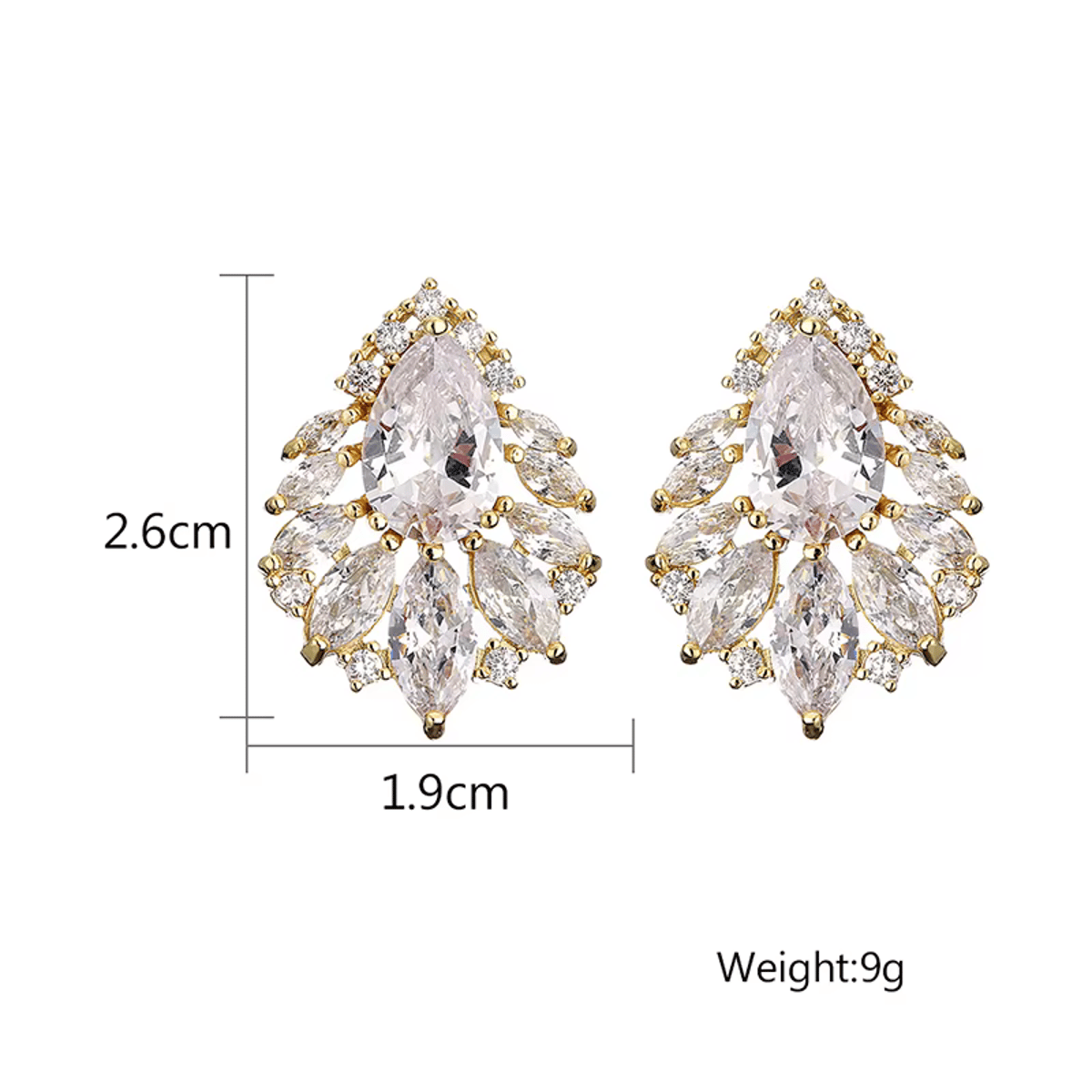 Elegant Water Drop Cubic Zirconia Stud Earrings for Women