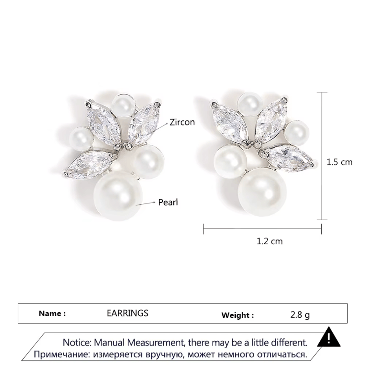 Elegant Imitation Pearl Earrings with Shiny Zircon and Leaf Design