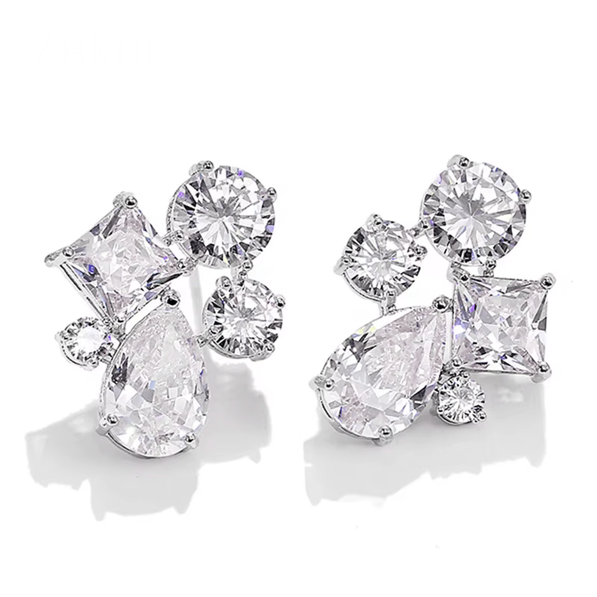 Elegant Geometric Cubic Zirconia Stud Earrings for Women