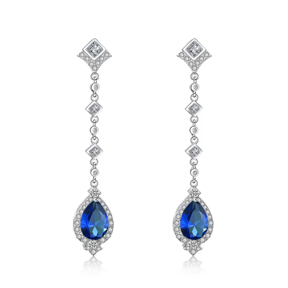 Elegant Water Drop Shaped CZ Long Dangle Earrings for Women Elegant Water Drop Shaped CZ Long Dangle Earrings for Women