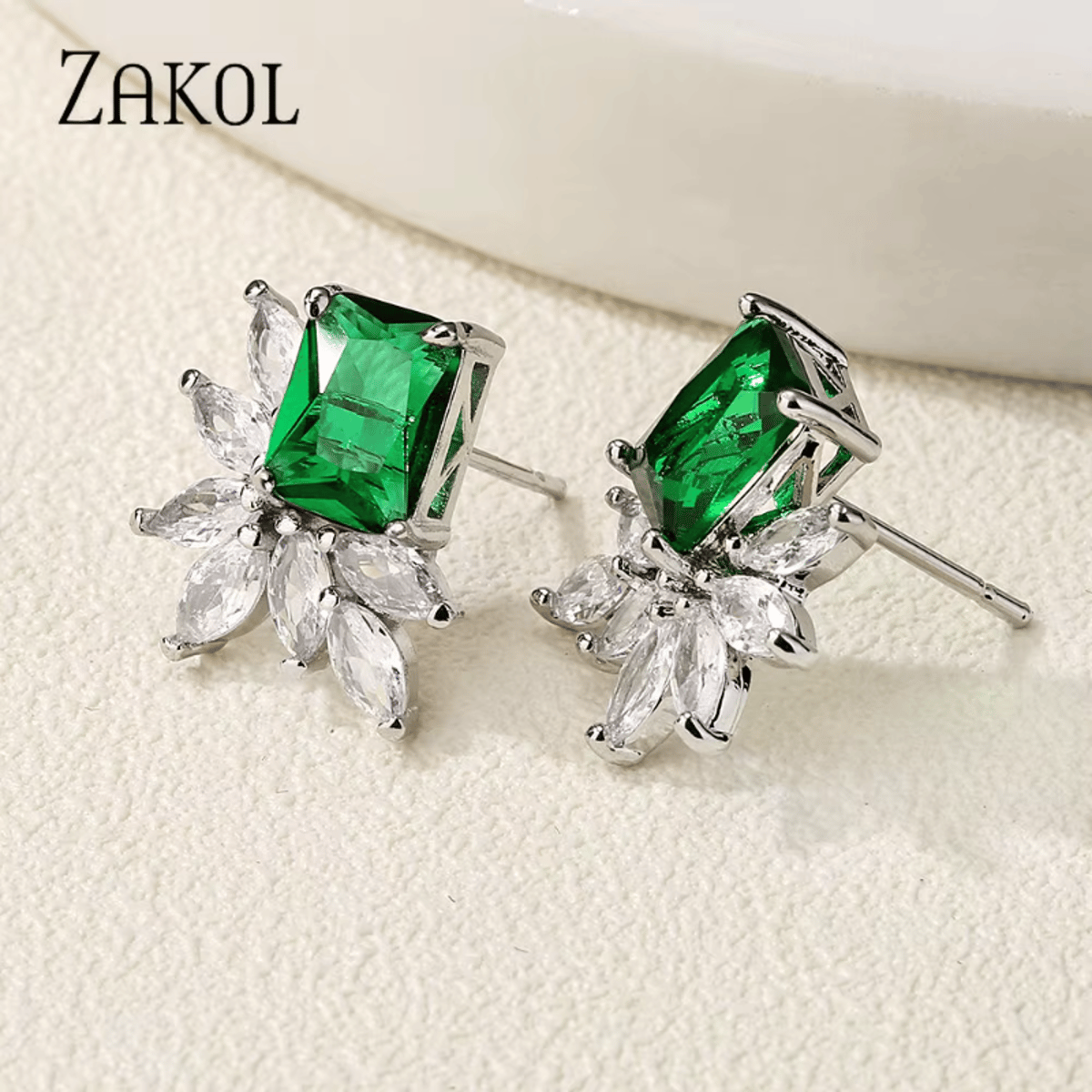 Elegant Square Cubic Zirconia Stud Earrings for Women