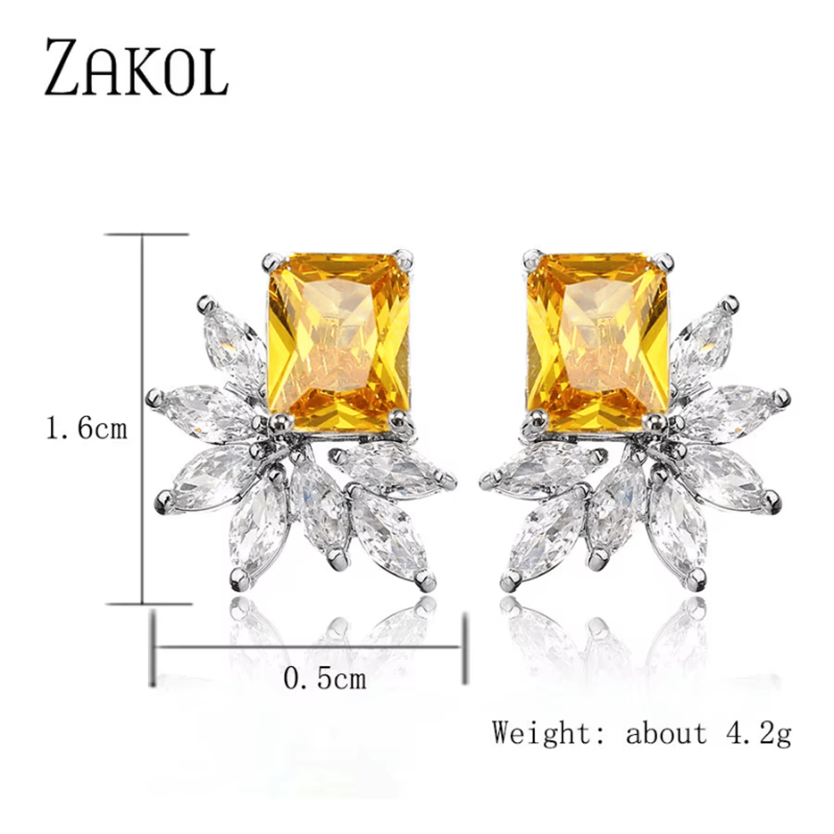 Elegant Square Cubic Zirconia Stud Earrings for Women