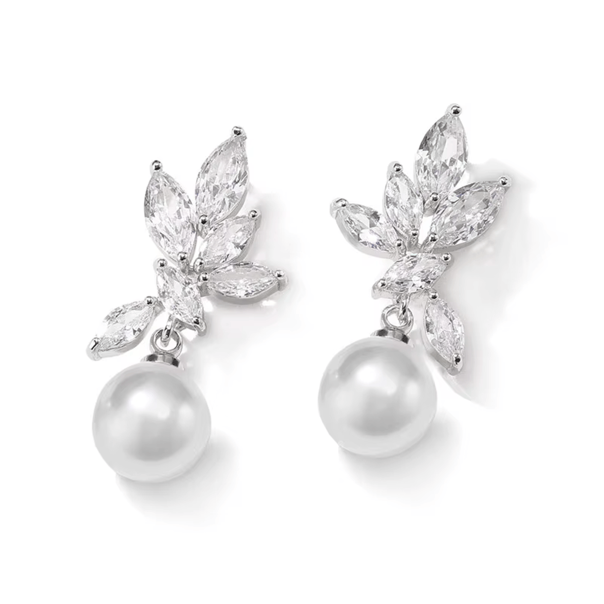 Elegant Cubic Zirconia Leaf Dangle Earrings for Women