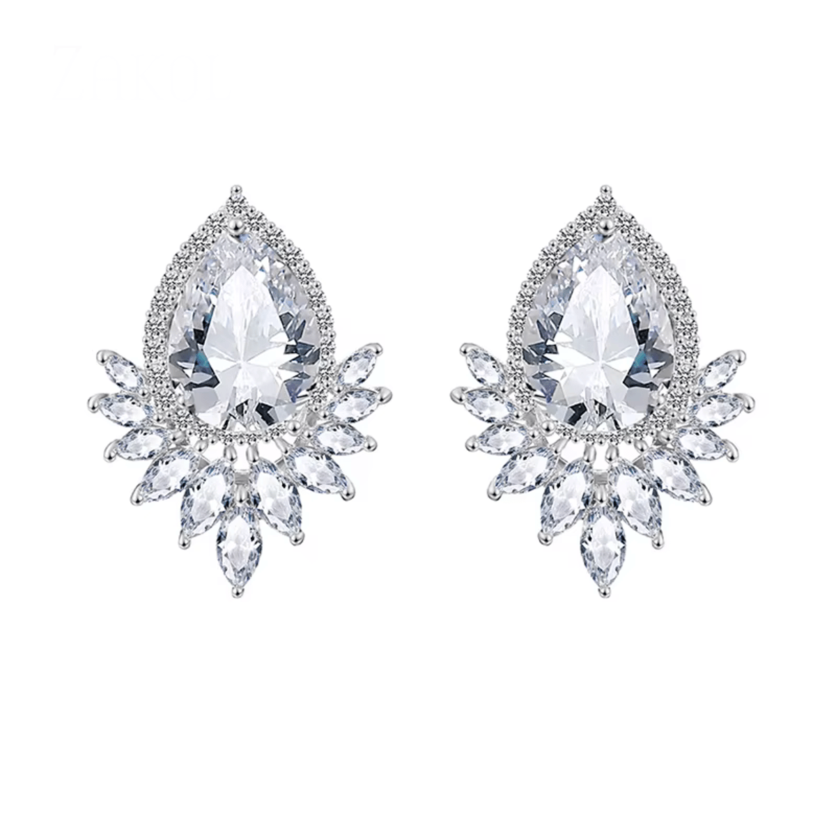 Elegant Teardrop Cubic Zirconia Stud Earrings for Weddings Elegant Teardrop Cubic Zirconia Stud Earrings for Weddings