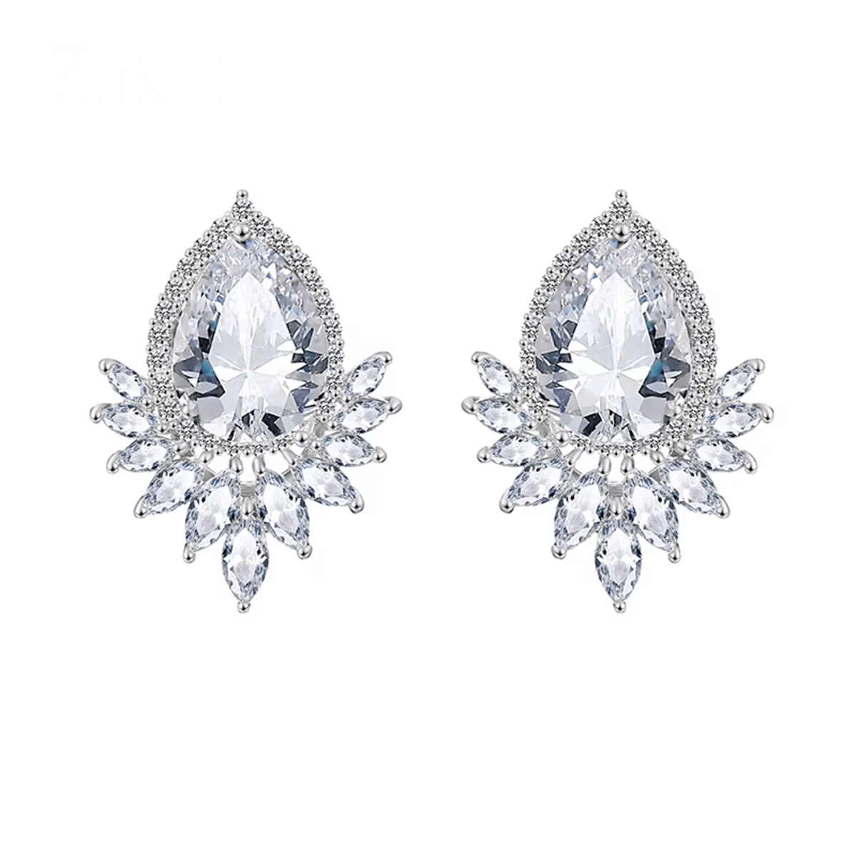 Elegant Teardrop Cubic Zirconia Stud Earrings for Weddings