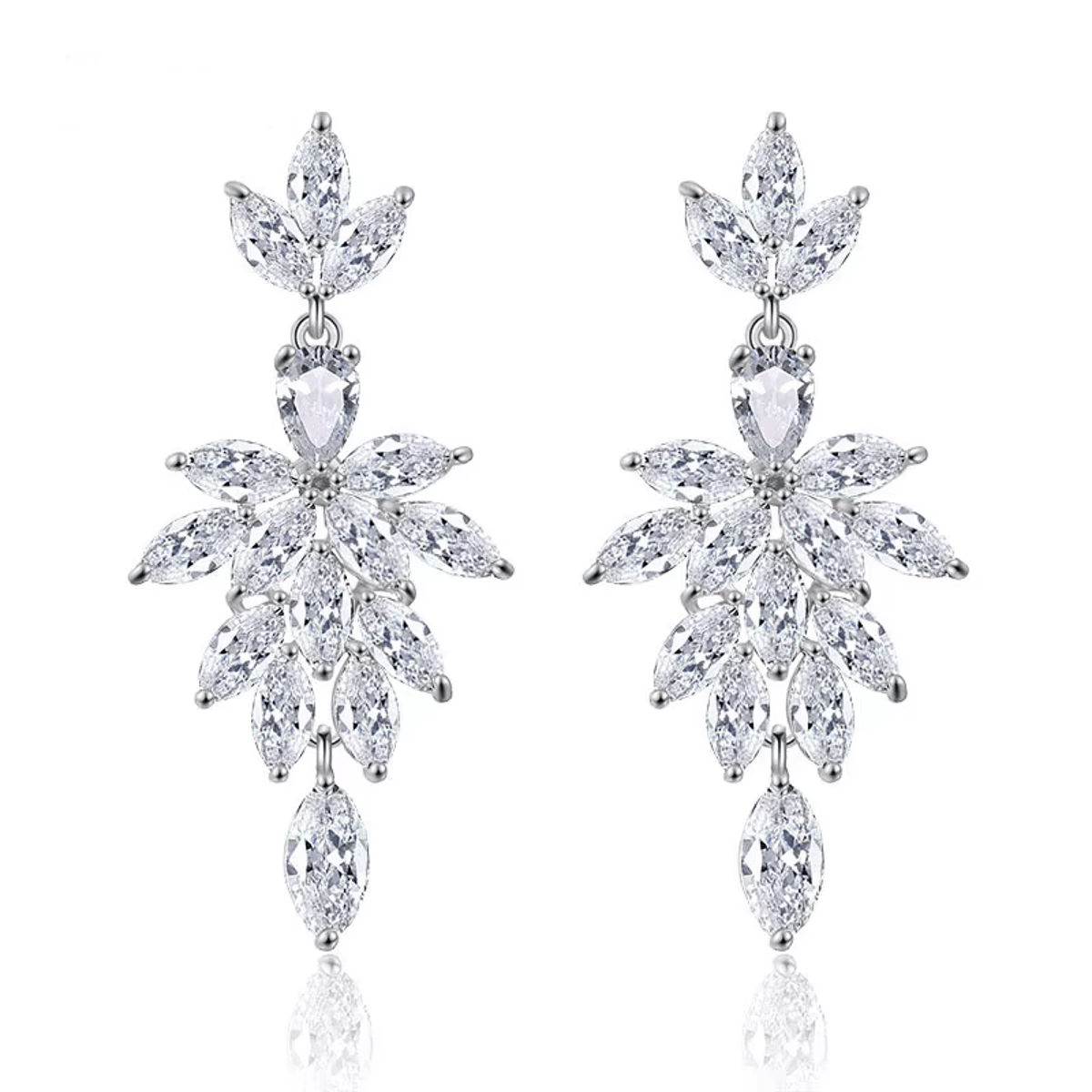 Elegant Marquise Zircon Leaf Dangle Earrings for Women