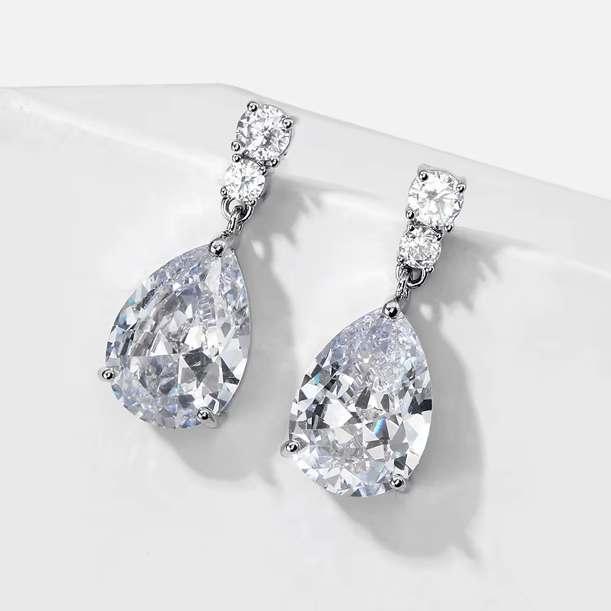 Elegant Water Drop Cubic Zirconia Dangle Earrings for Weddings