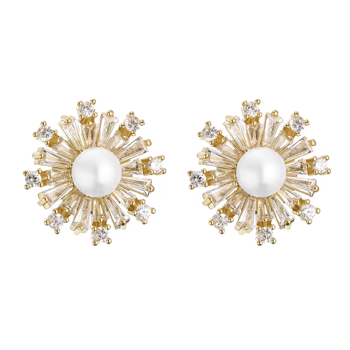 Elegant Snowflake Pearl & Cubic Zirconia Stud Earrings for Women Elegant Snowflake Pearl & Cubic Zirconia Stud Earrings for Women