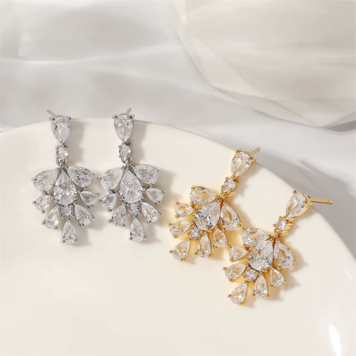 Elegant Drop Cubic Zirconia Dangle Earrings for Weddings