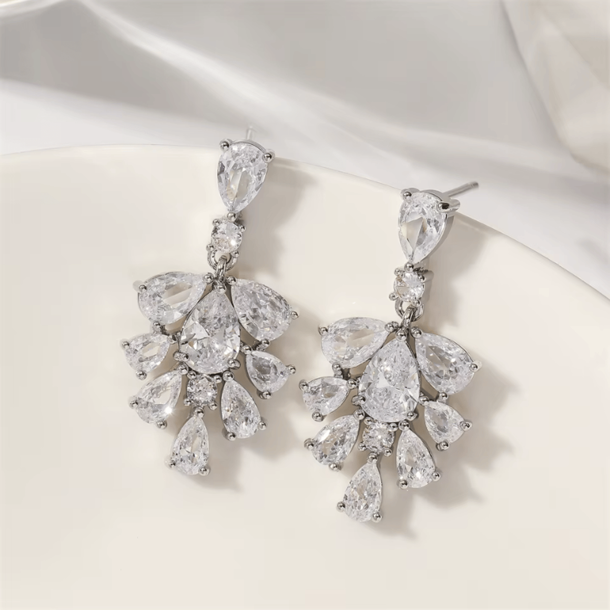 Elegant Drop Cubic Zirconia Dangle Earrings for Weddings