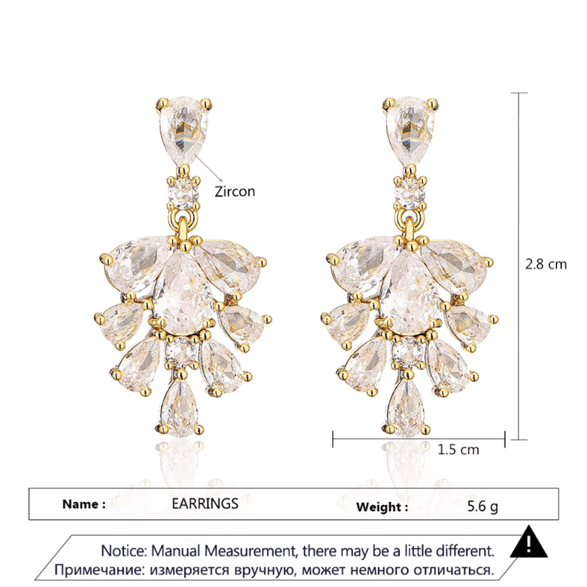 Elegant Drop Cubic Zirconia Dangle Earrings for Weddings