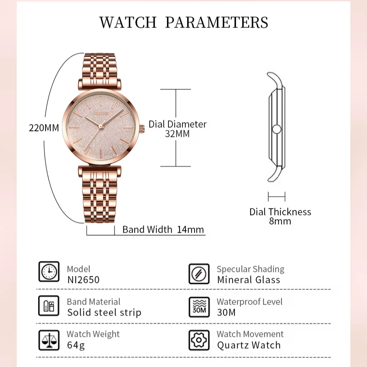 Elegant Women's Quartz Watch with Stainless Steel Band and Waterproof Design Nibosi - Women's Dress Watches 4