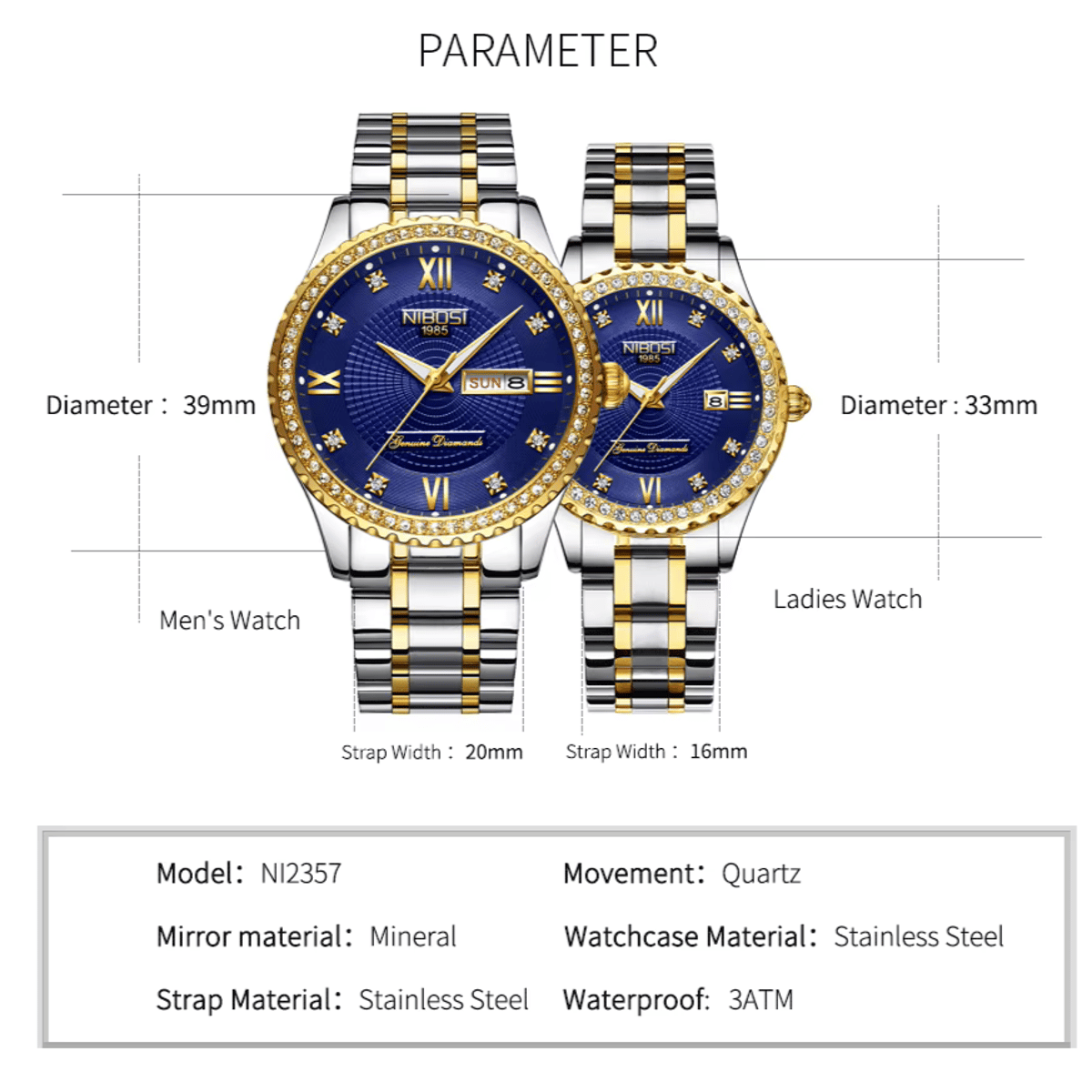 Elegant Stainless Steel Quartz Watch with Date and Water Resistance