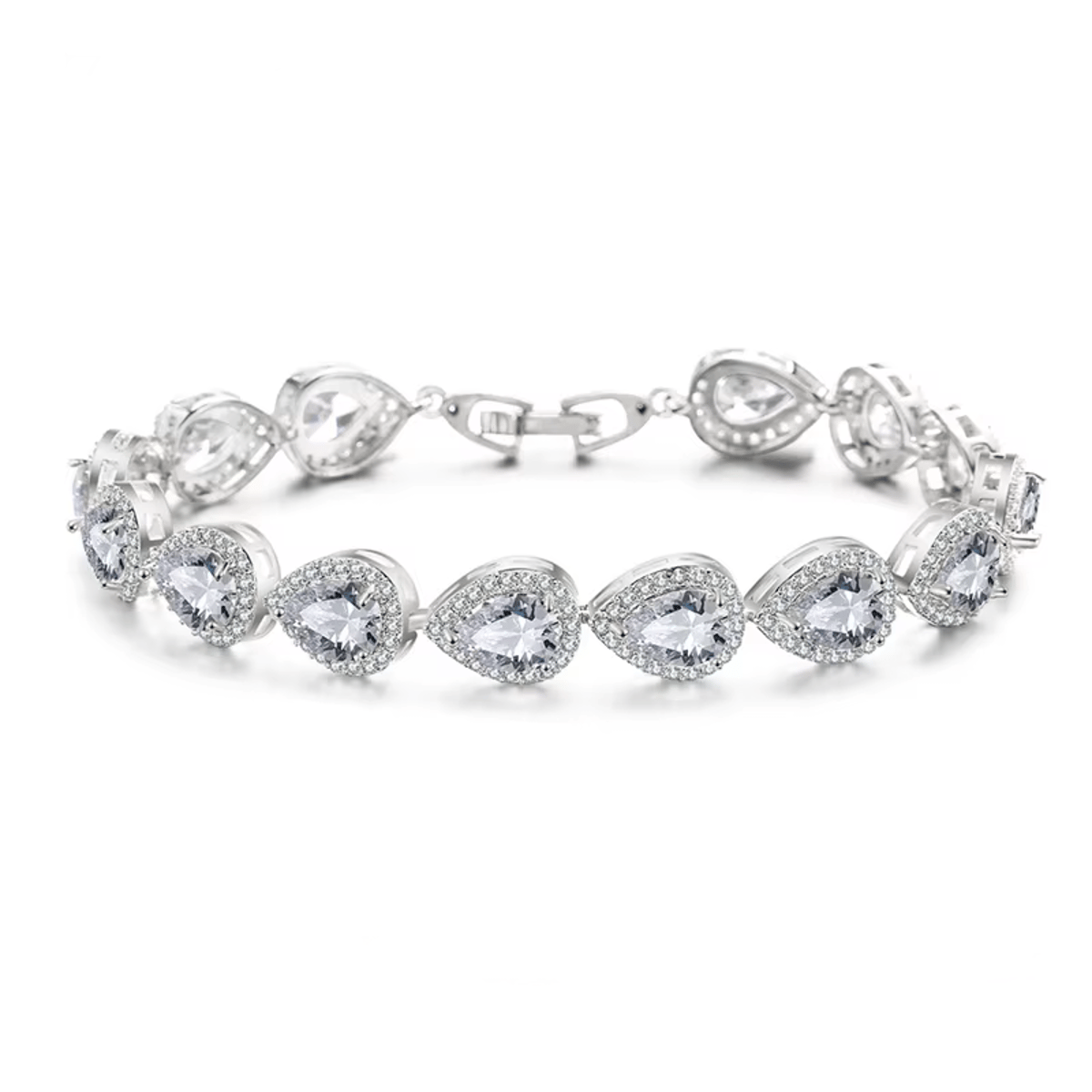 Elegant Teardrop Cubic Zirconia Bracelet for Bridal & Formal Wear