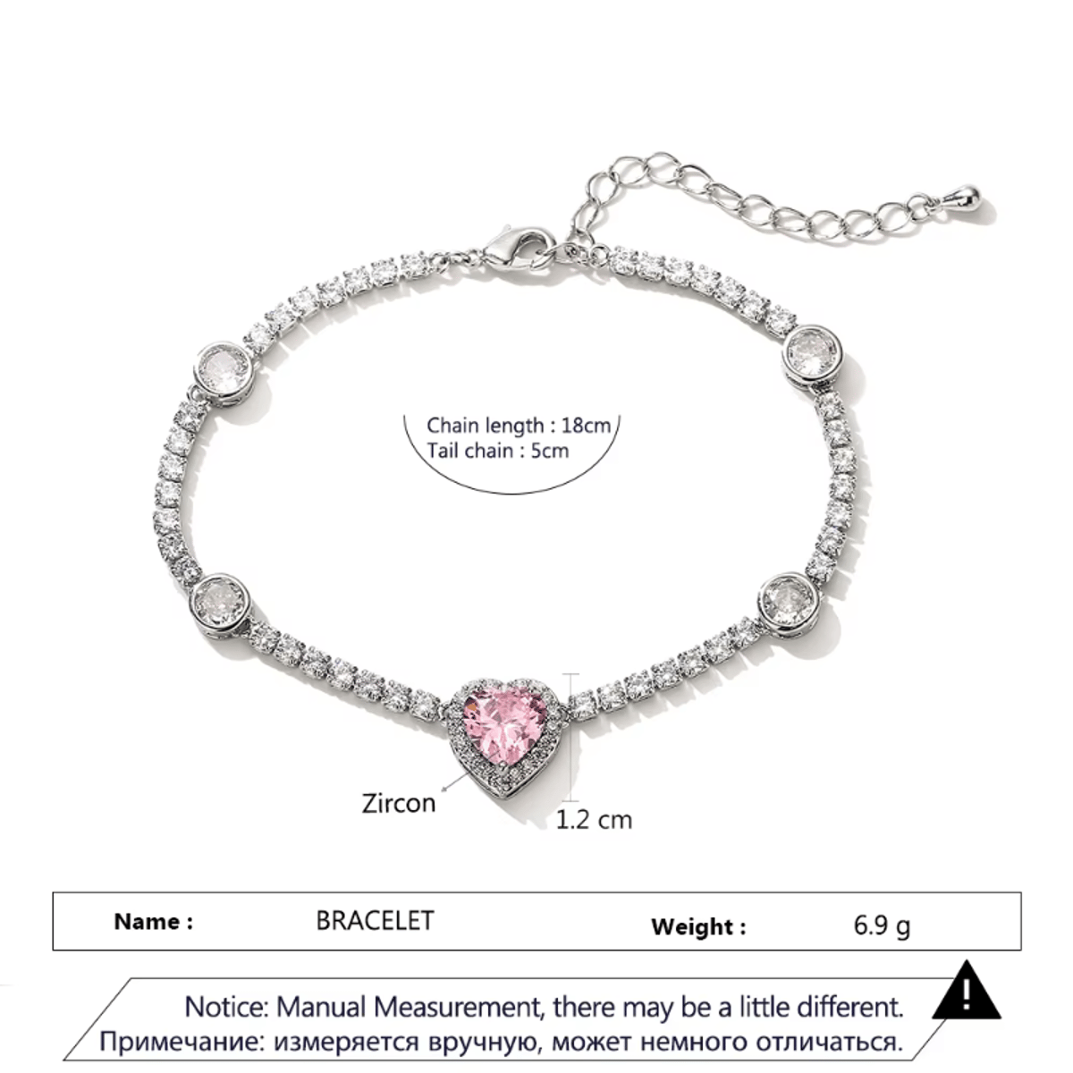 Elegant Round Zircon Arrangement Heart Pendant Bracelet for Brides Elegant Round Zircon Arrangement Heart Pendant Bracelet for Brides