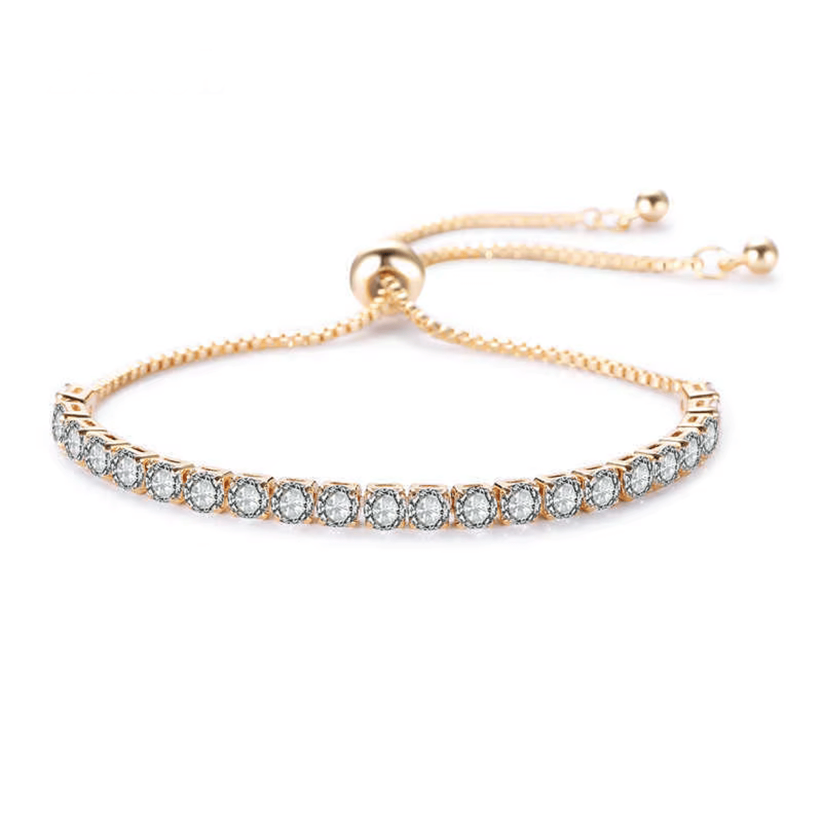 Elegant Adjustable Tennis Bracelet with Round Cubic Zirconia for Women Elegant Adjustable Tennis Bracelet with Round Cubic Zirconia for Women