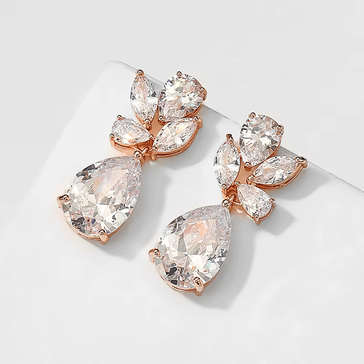 Elegant Water Drop Crystal Dangle Earrings for Brides