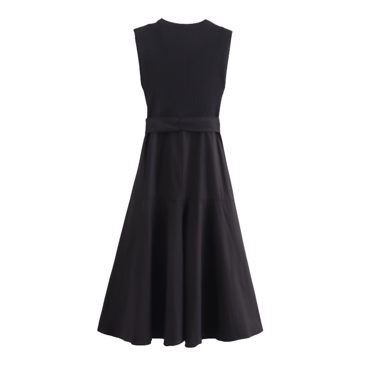 Elegant Sleeveless Spliced Midi Dress with Belt for Women