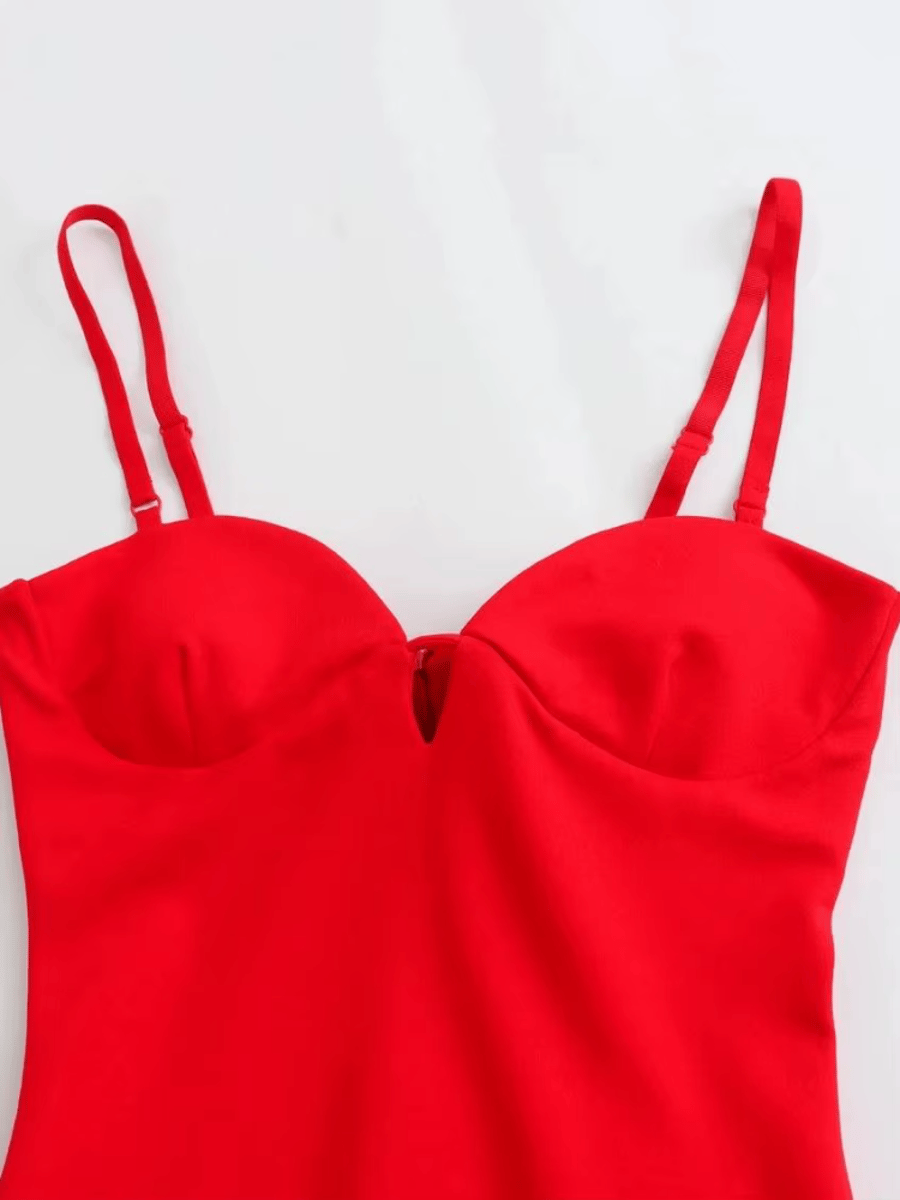 Elegant Strappy Sweetheart Neck Midi Dress for Women Elegant Strappy Sweetheart Neck Midi Dress for Women