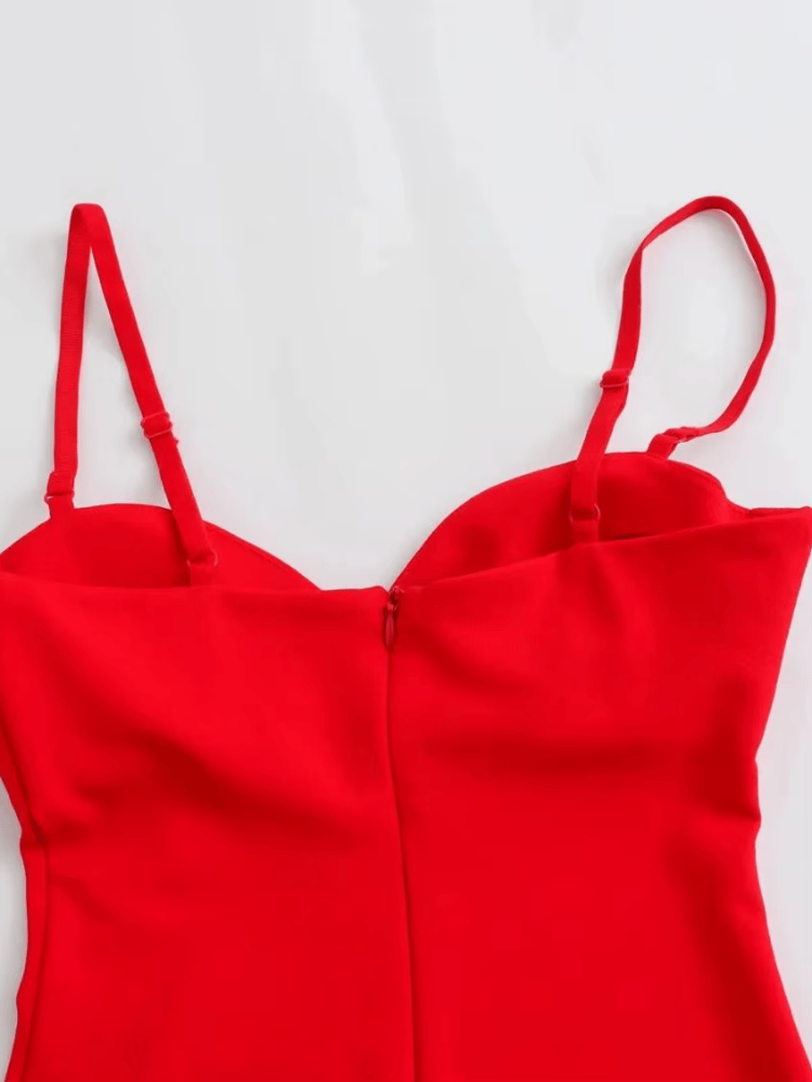 Elegant Strappy Sweetheart Neck Midi Dress for Women Elegant Strappy Sweetheart Neck Midi Dress for Women