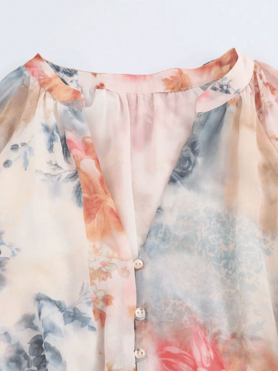 Elegant Floral Print V-Neck Midi Dress with Belt Elegant Floral Print V-Neck Midi Dress with Belt