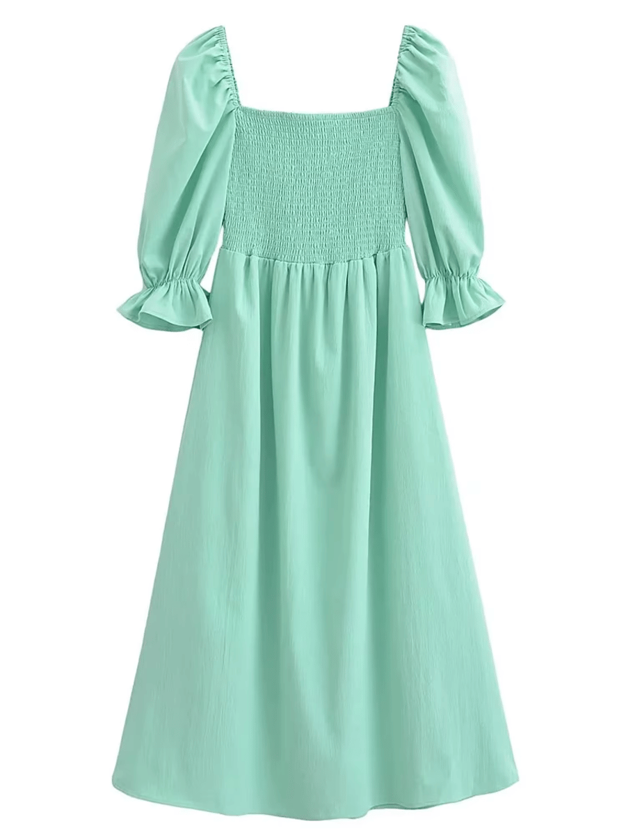 Elegant A-Line Flare Sleeve Midi Dress for Casual Wear Xnwmnz - Women's Midi Dresses