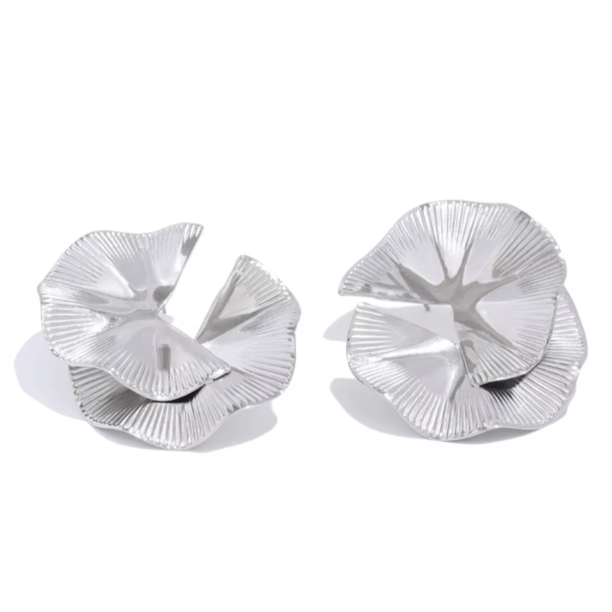 Elegant Stainless Steel Floral Statement Stud Earrings for Women